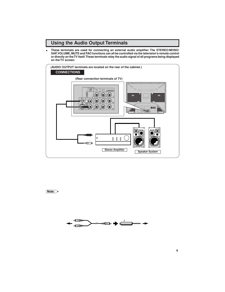 Using the audio output terminals | Sharp 32C540 User Manual | Page 41 / 47