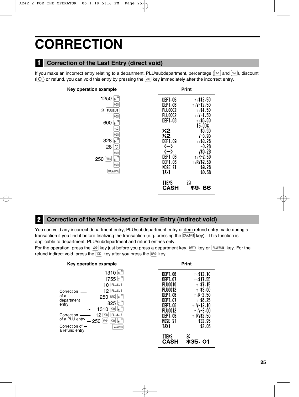 Correction, F + v a | Sharp ER-A242 User Manual | Page 27 / 72