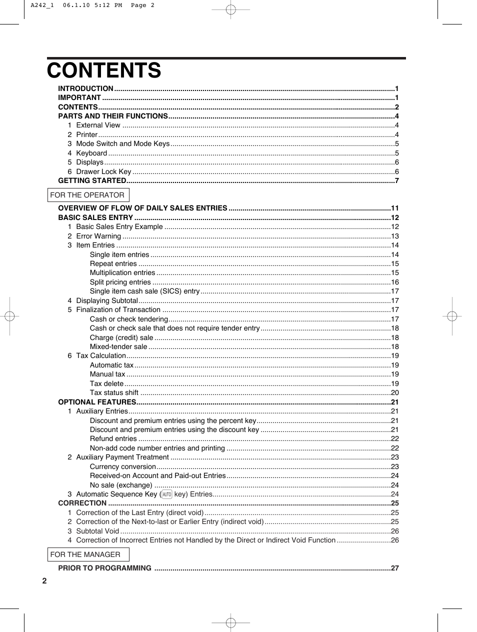 Sharp ER-A242 User Manual | Page 4 / 72