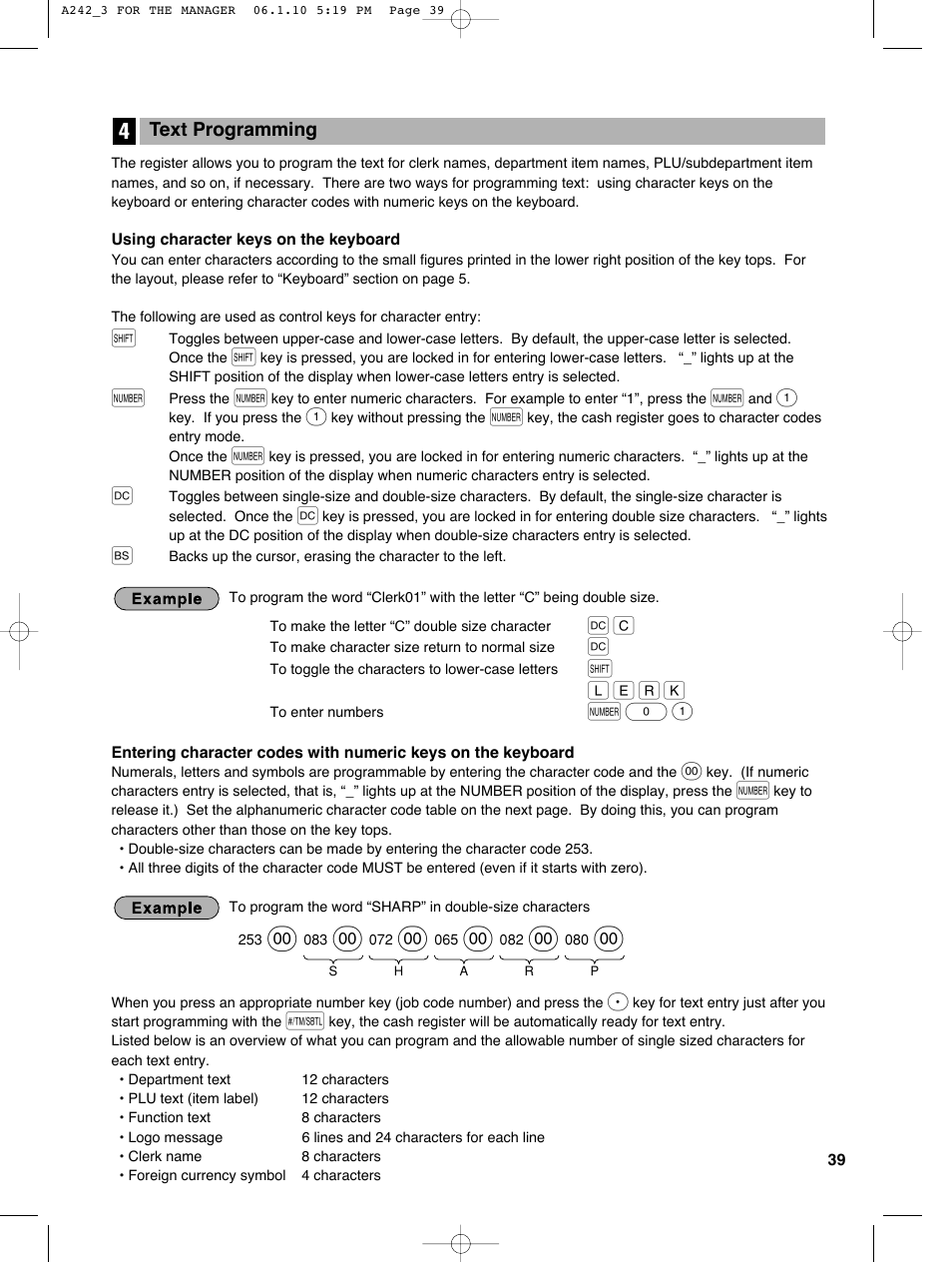 N 0 1 | Sharp ER-A242 User Manual | Page 41 / 72