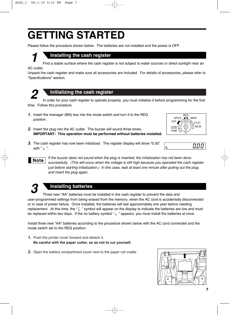 Getting started | Sharp ER-A242 User Manual | Page 9 / 72