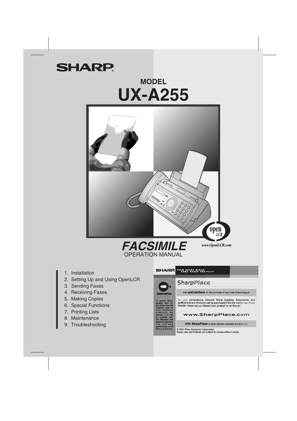 Sharp UX-A255 User Manual | 112 pages