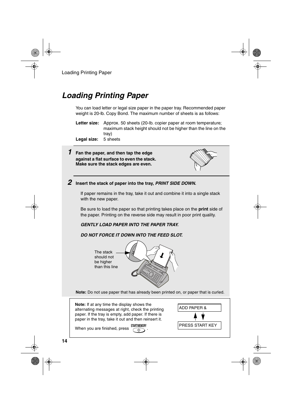 Loading printing paper | Sharp UX-A255 User Manual | Page 16 / 112