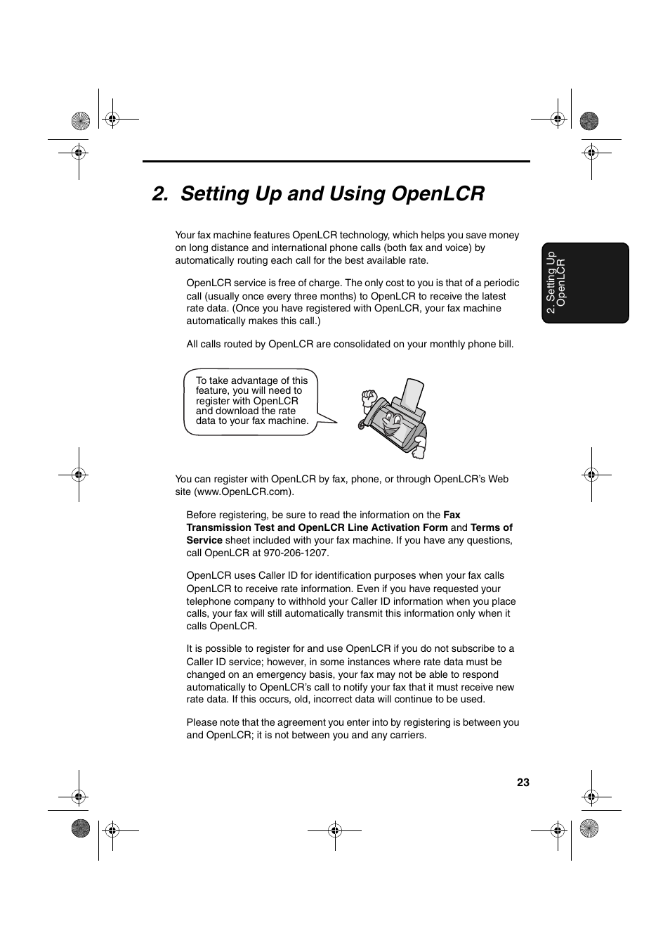 Setting up and using openlcr | Sharp UX-A255 User Manual | Page 25 / 112