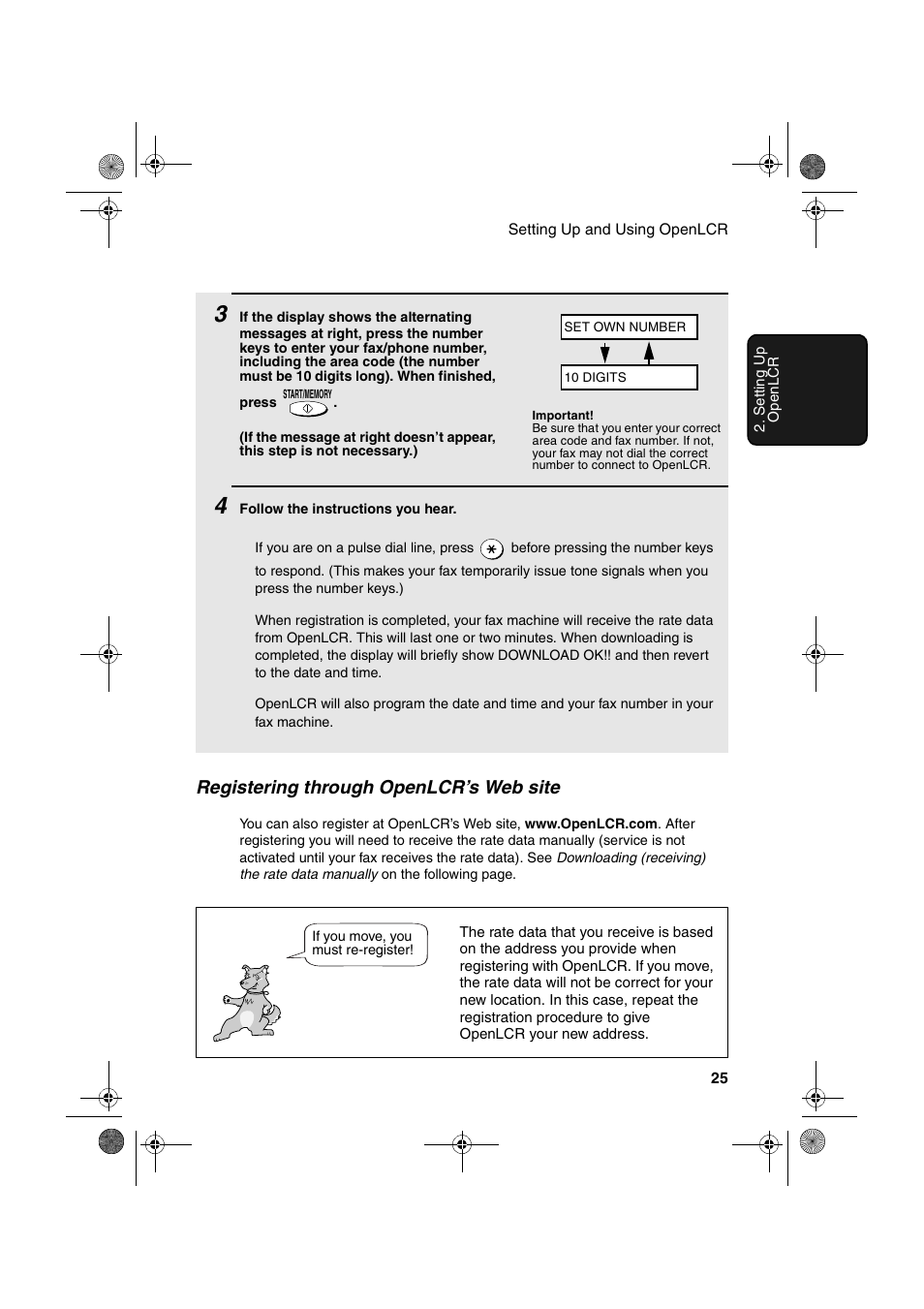 Registering through openlcr’s web site | Sharp UX-A255 User Manual | Page 27 / 112