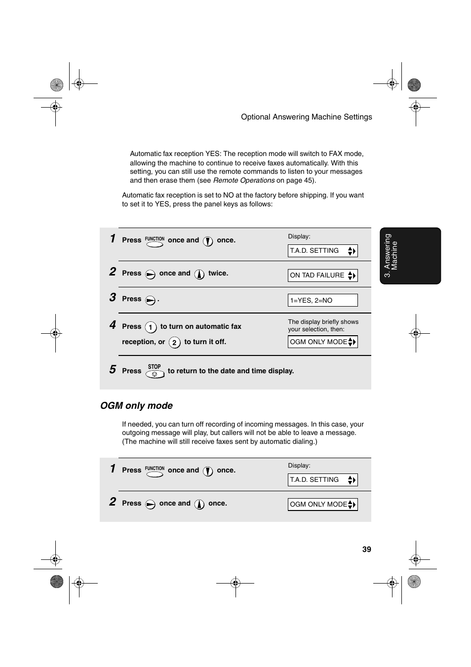Ogm only mode | Sharp UX-A255 User Manual | Page 41 / 112