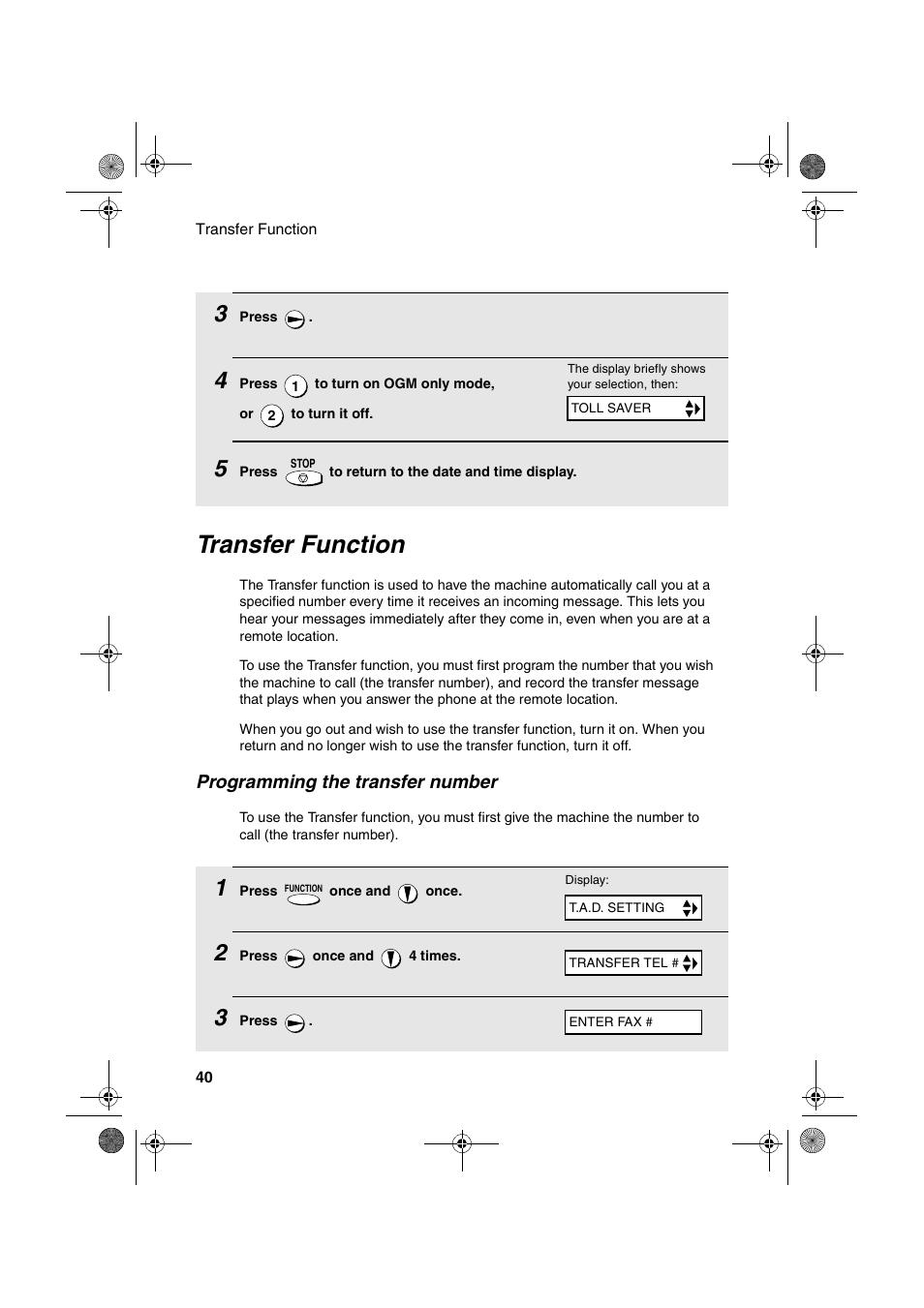 Transfer function | Sharp UX-A255 User Manual | Page 42 / 112