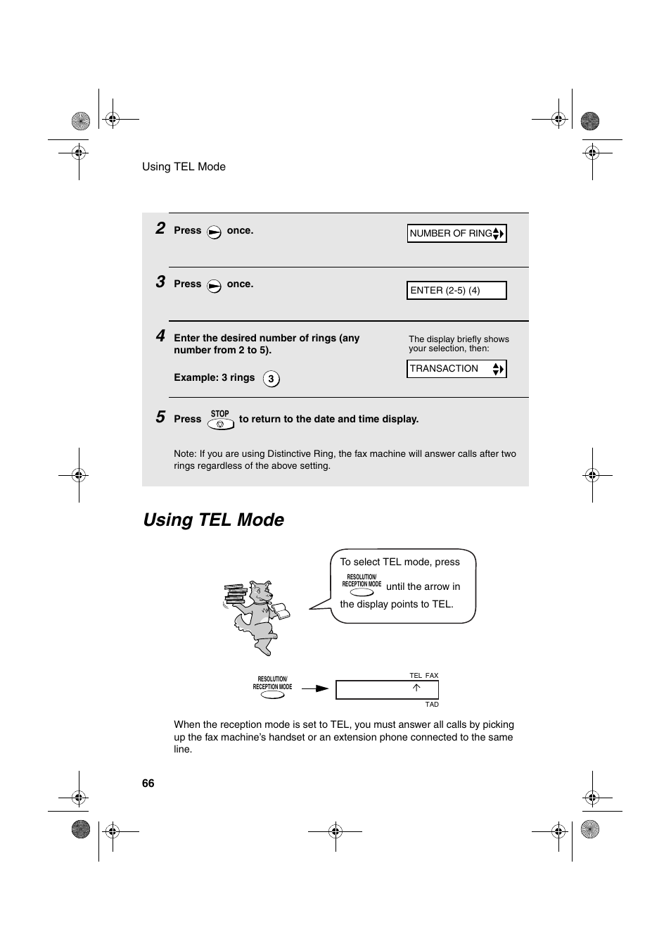 Using tel mode | Sharp UX-A255 User Manual | Page 68 / 112