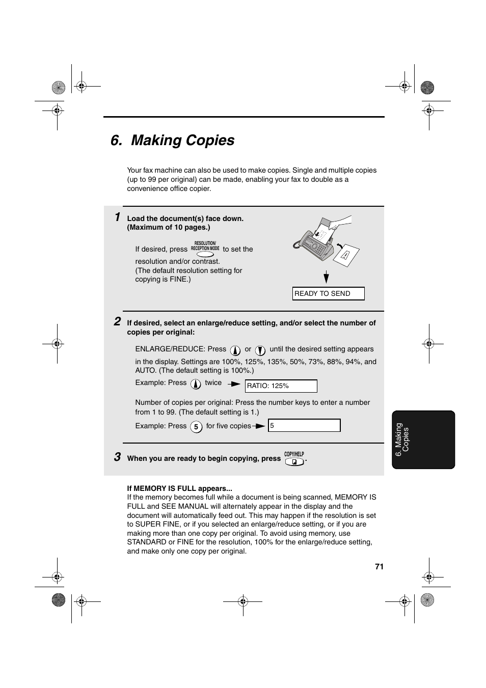 Making copies | Sharp UX-A255 User Manual | Page 73 / 112