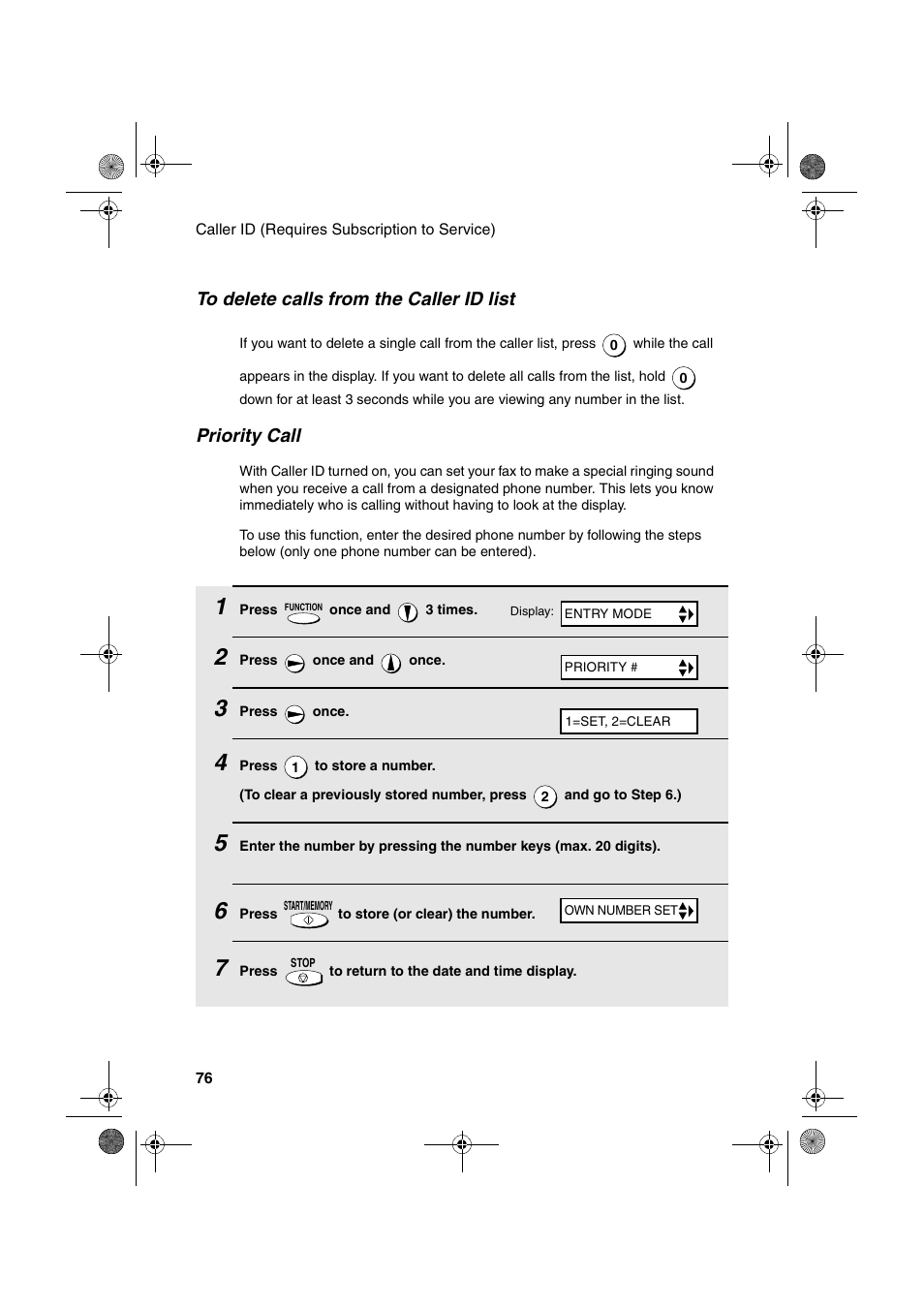 Priority call | Sharp UX-A255 User Manual | Page 78 / 112