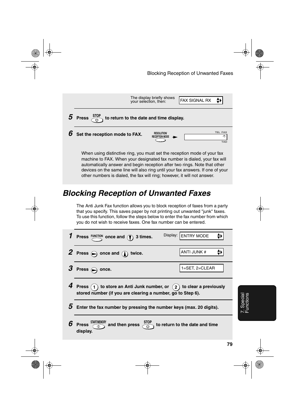 Blocking reception of unwanted faxes | Sharp UX-A255 User Manual | Page 81 / 112