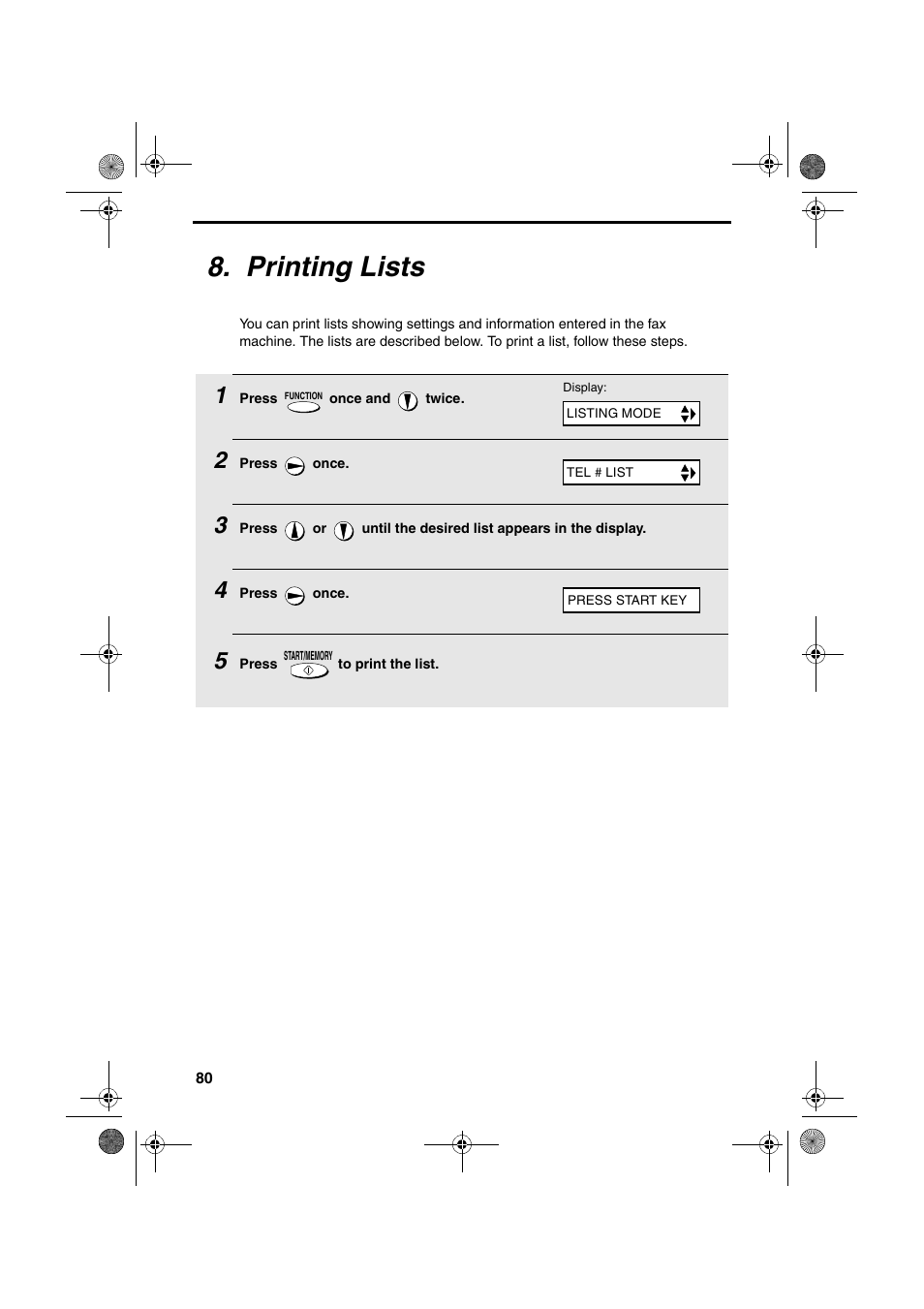 Printing lists | Sharp UX-A255 User Manual | Page 82 / 112