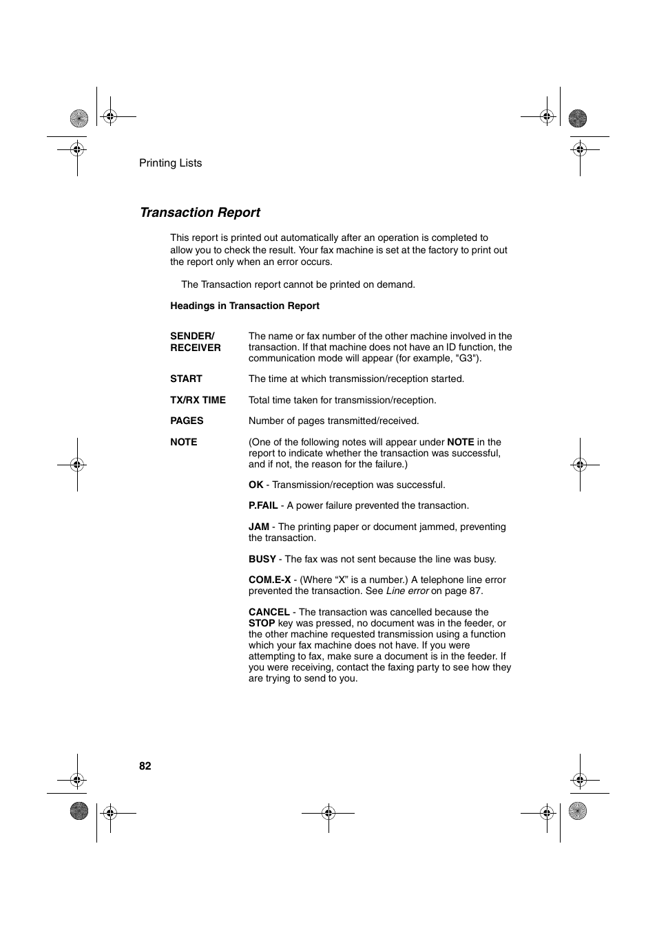 Transaction report | Sharp UX-A255 User Manual | Page 84 / 112