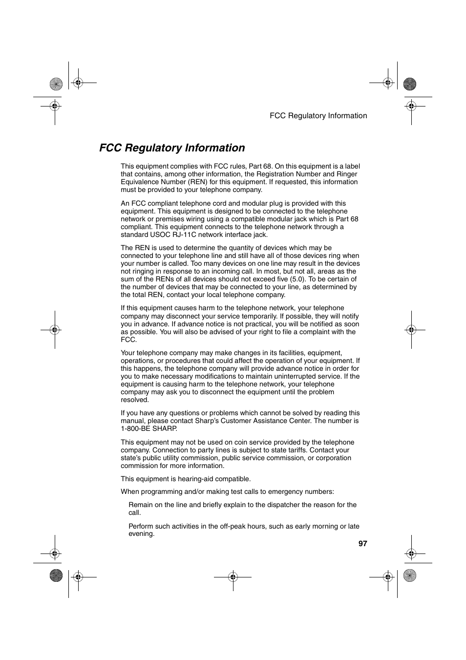 Fcc regulatory information | Sharp UX-A255 User Manual | Page 99 / 112