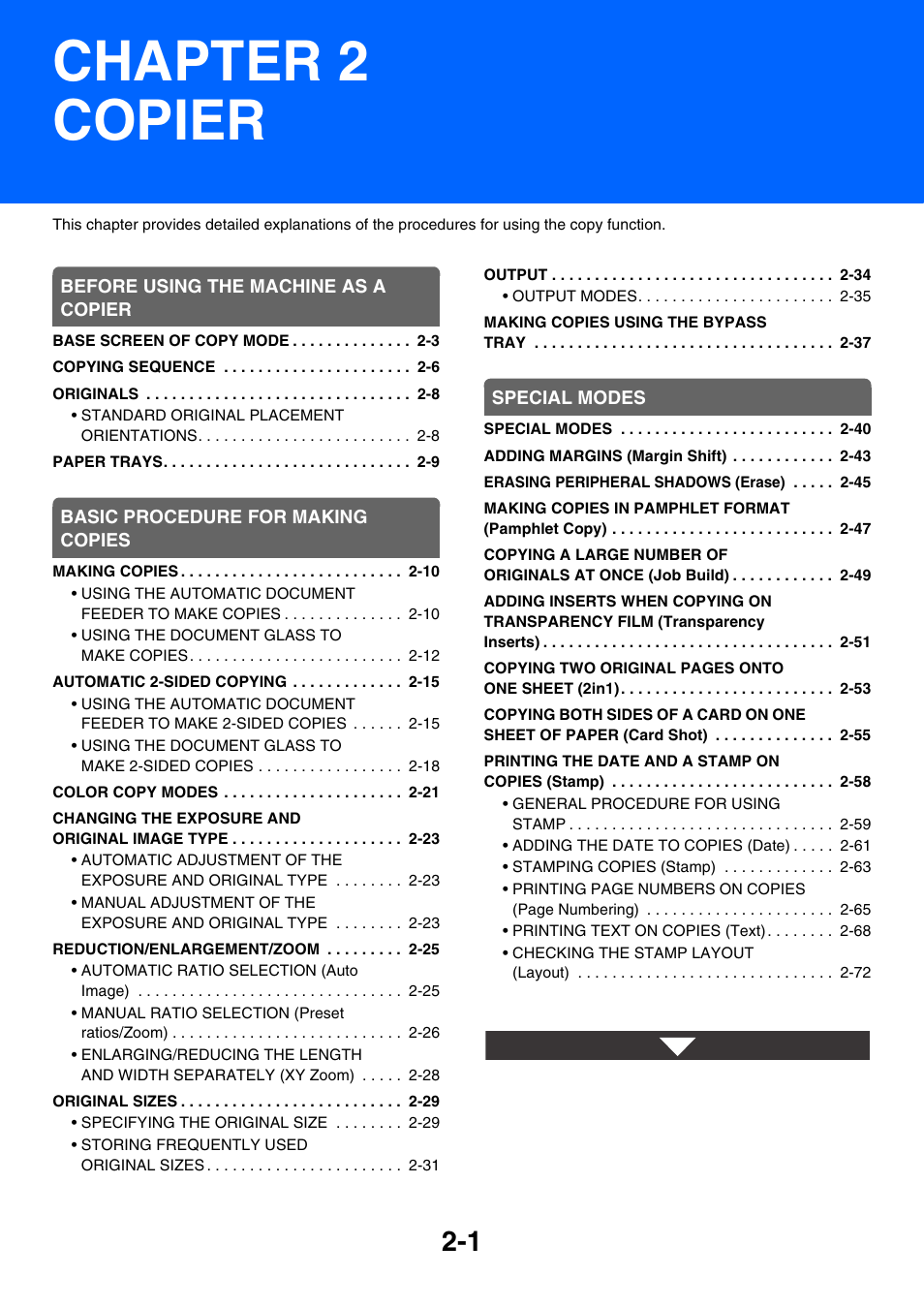 Copier, Chapter 2 copier | Sharp MX-C401 User Manual | Page 237 / 849