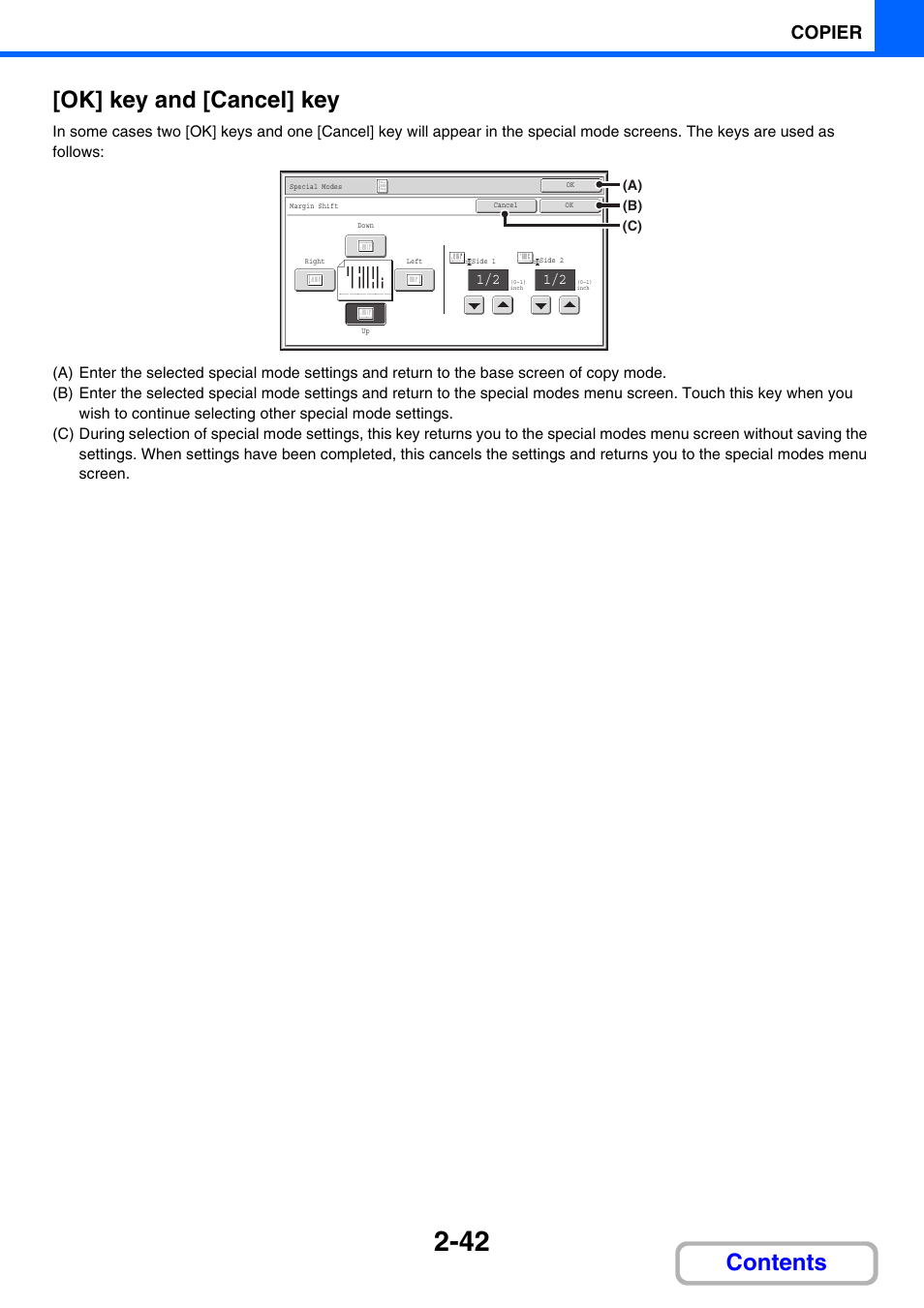 Contents [ok] key and [cancel] key, Copier | Sharp MX-C401 User Manual | Page 278 / 849