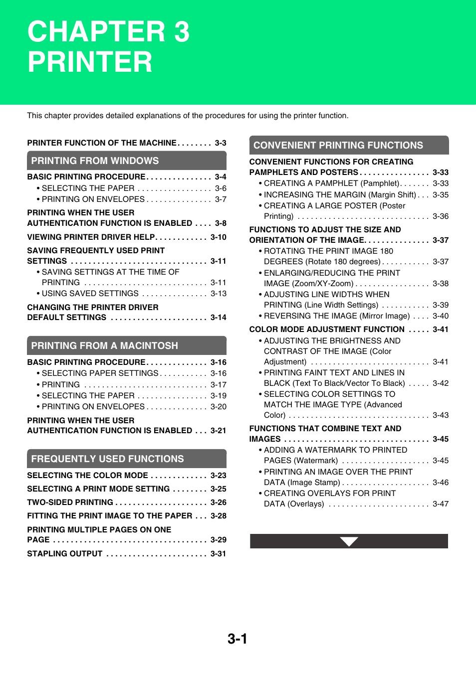 Printer, Chapter 3 printer | Sharp MX-C401 User Manual | Page 347 / 849