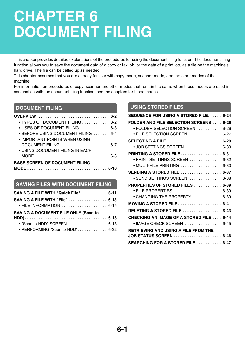 Document filing, Chapter 6 document filing | Sharp MX-C401 User Manual | Page 650 / 849