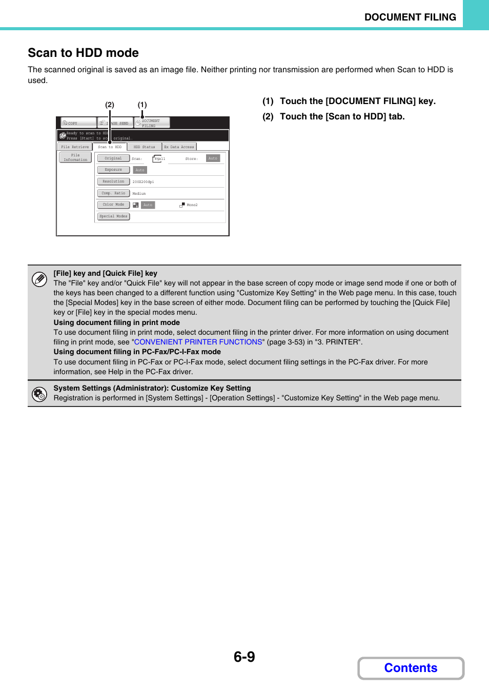 Contents scan to hdd mode, Document filing | Sharp MX-C401 User Manual | Page 658 / 849