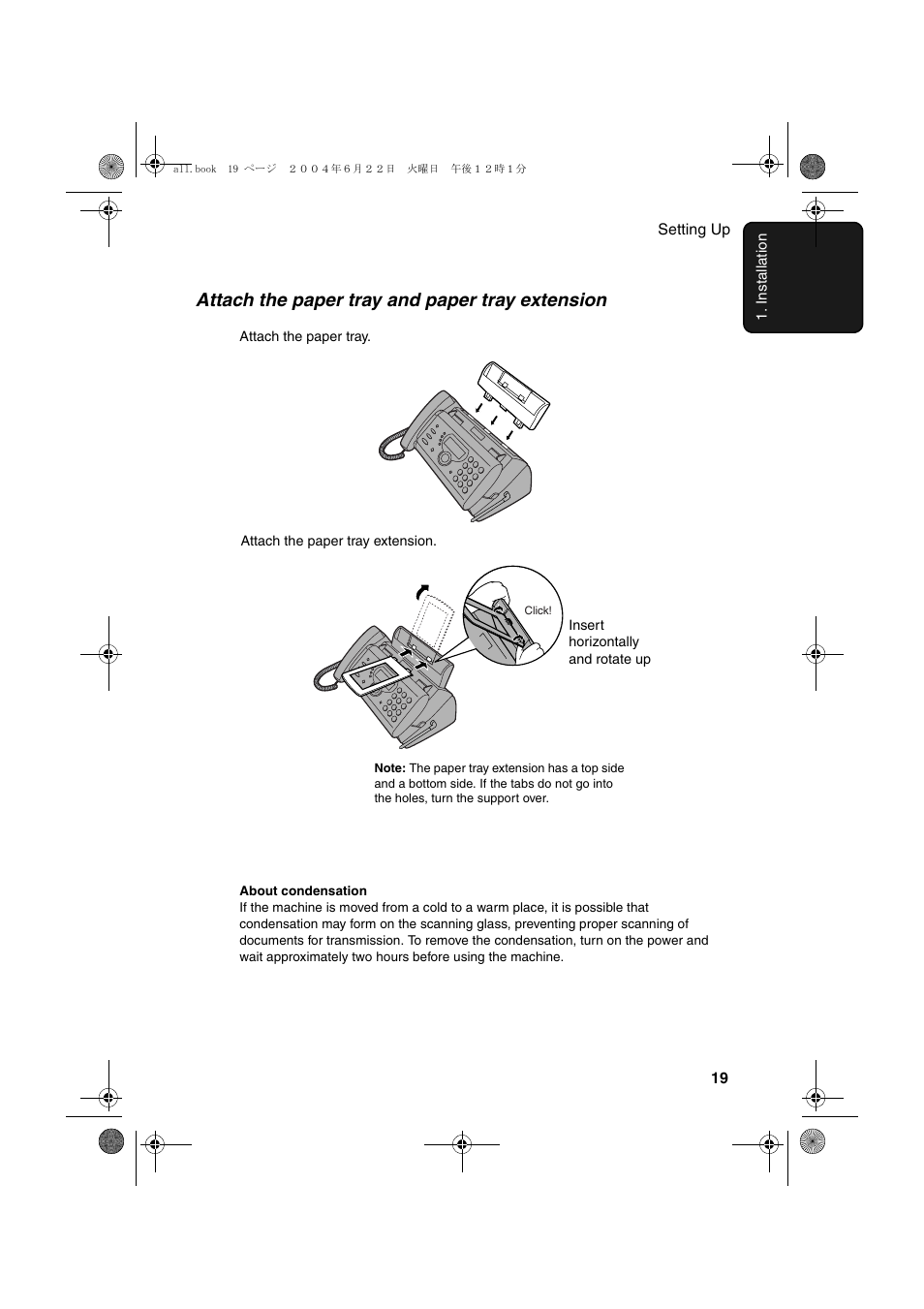 Attach the paper tray and paper tray extension | Sharp UX-CD600 User Manual | Page 21 / 156