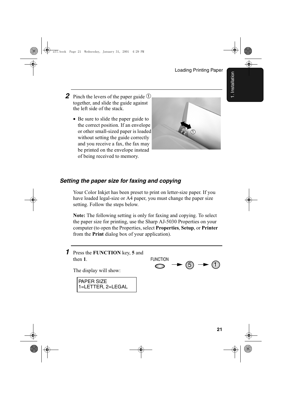 Sharp COLORINKJET AJ-5030 User Manual | Page 23 / 140