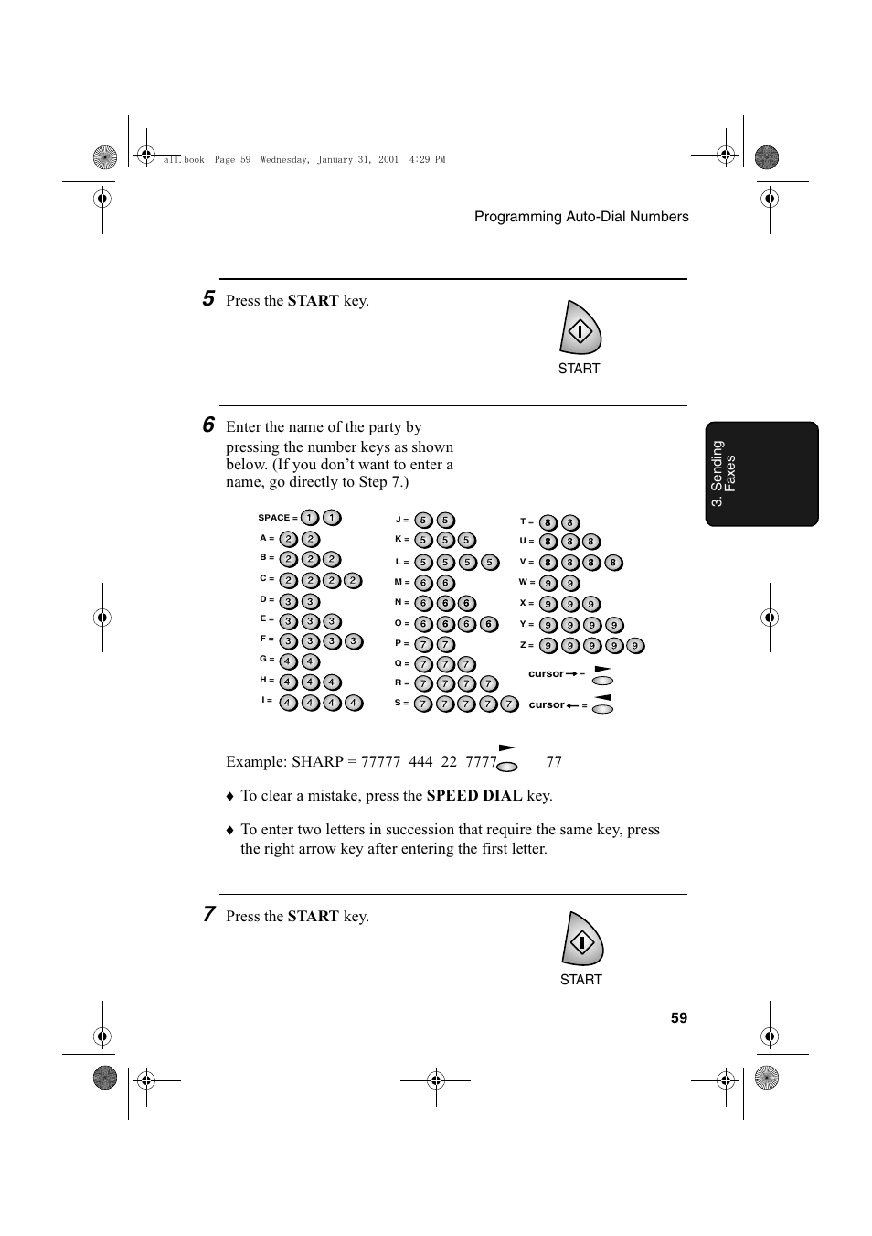 Press the start key | Sharp COLORINKJET AJ-5030 User Manual | Page 61 / 140