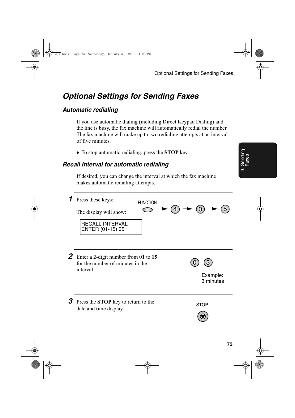 Optional settings for sending faxes | Sharp COLORINKJET AJ-5030 User Manual | Page 75 / 140
