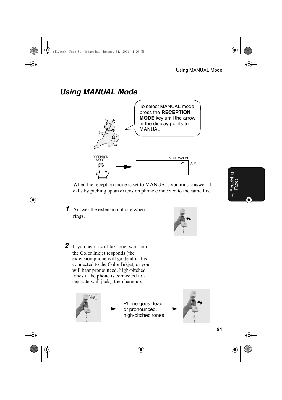 Using manual mode | Sharp COLORINKJET AJ-5030 User Manual | Page 83 / 140