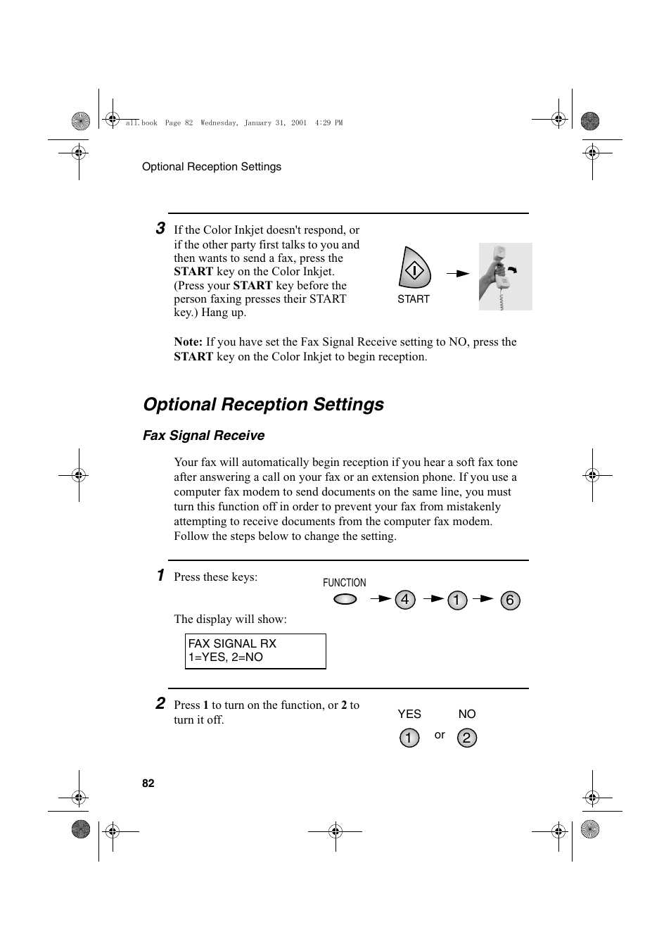 Optional reception settings | Sharp COLORINKJET AJ-5030 User Manual | Page 84 / 140
