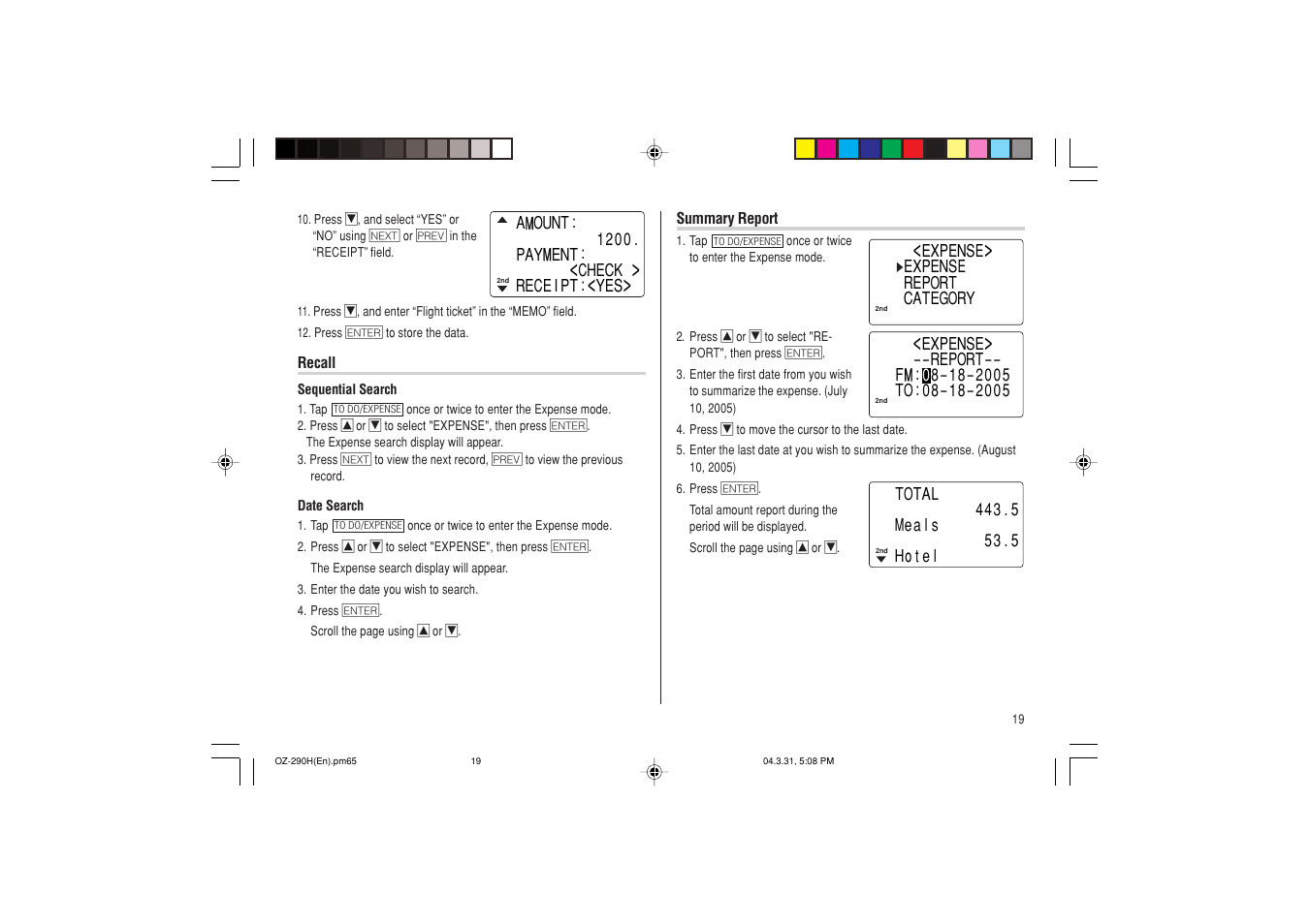 Sharp OZ-290H User Manual | Page 21 / 76