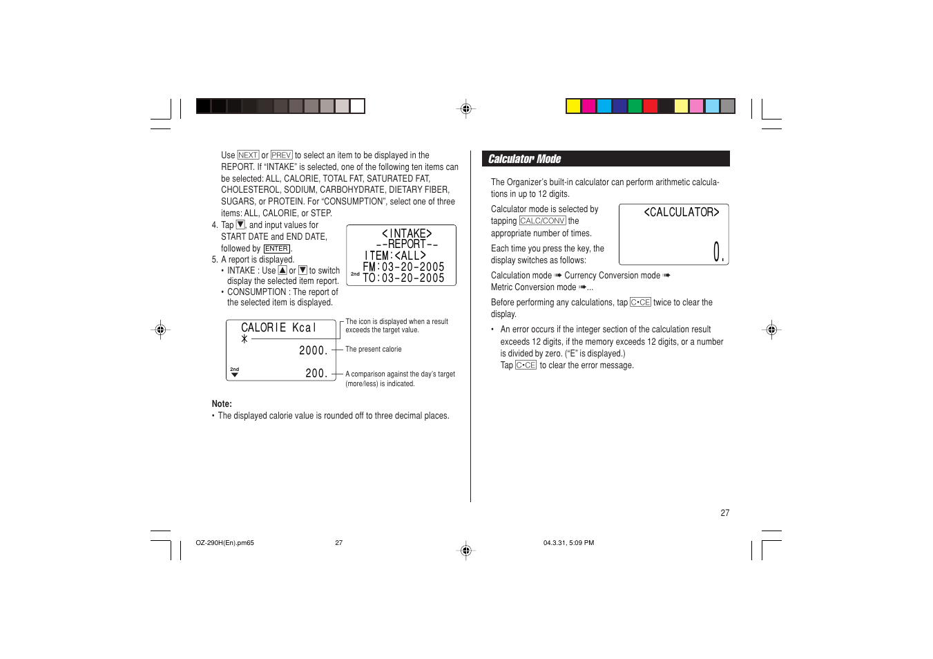 Sharp OZ-290H User Manual | Page 29 / 76