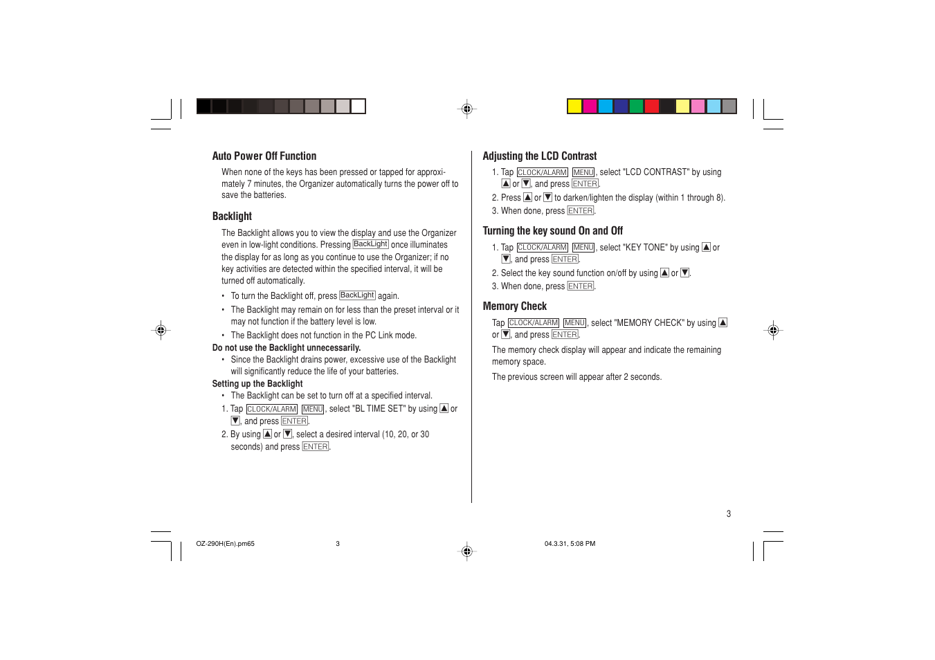 Sharp OZ-290H User Manual | Page 5 / 76