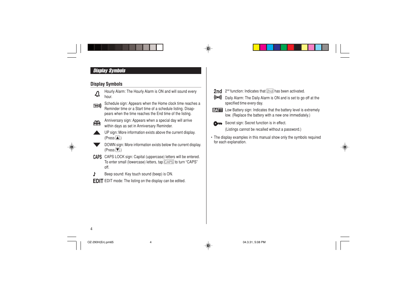 Sharp OZ-290H User Manual | Page 6 / 76