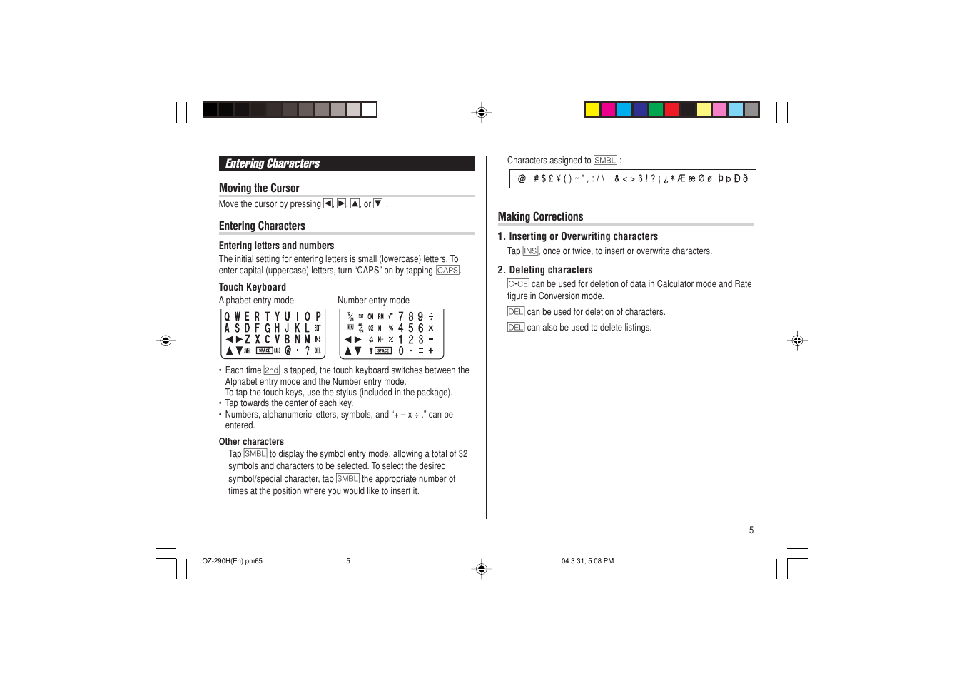 Sharp OZ-290H User Manual | Page 7 / 76