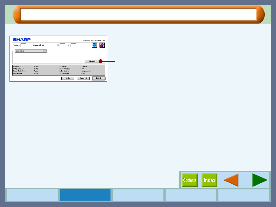 Version" menu settings, Version | Sharp AJ-1800 User Manual | Page 18 / 56