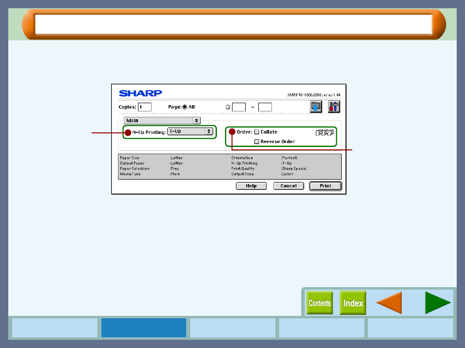 Main" menu settings, Main, Main" menu settings (part 1) | Sharp AJ-1800 User Manual | Page 9 / 56