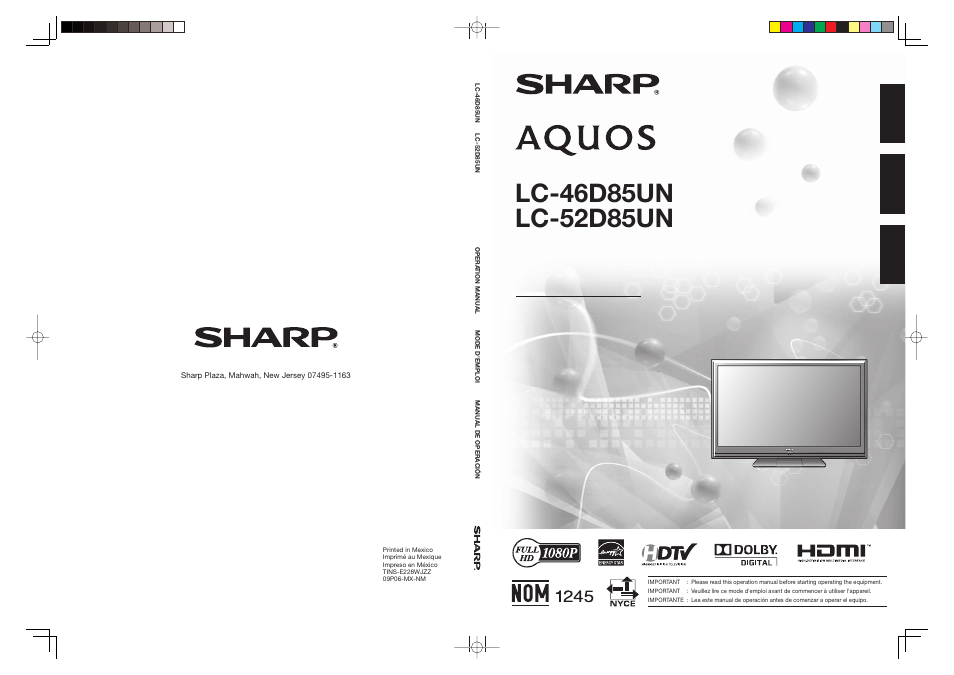 Sharp Aquos LC 46D85UN User Manual | 47 pages