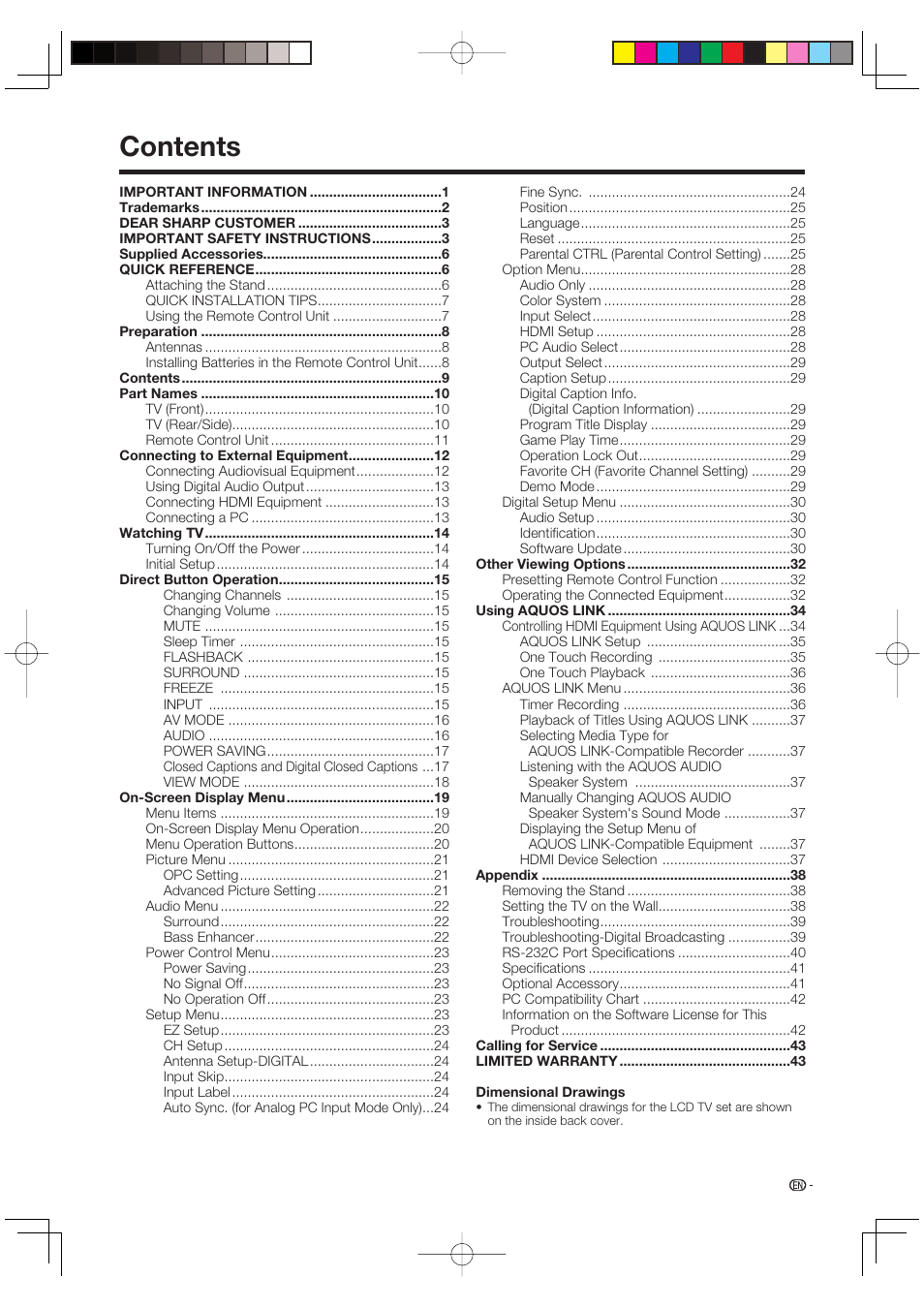 Sharp Aquos LC 46D85UN User Manual | Page 11 / 47