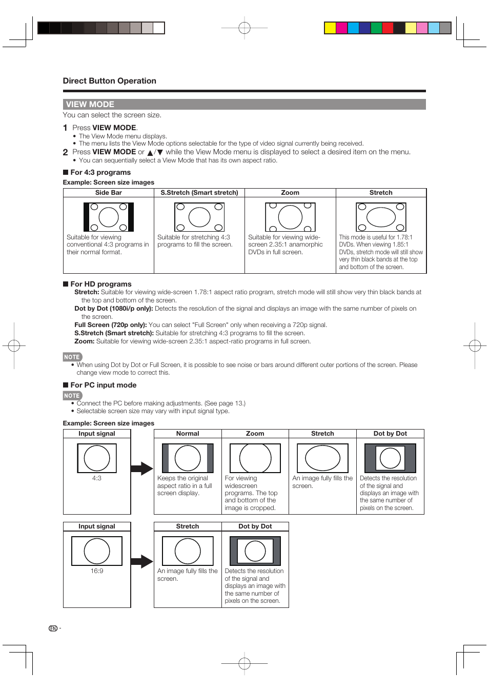 View mode | Sharp Aquos LC 46D85UN User Manual | Page 20 / 47