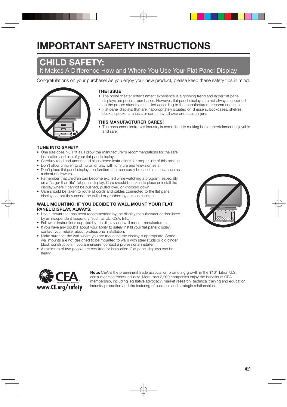 Important safety instructions, Child safety | Sharp Aquos LC 46D85UN User Manual | Page 7 / 47