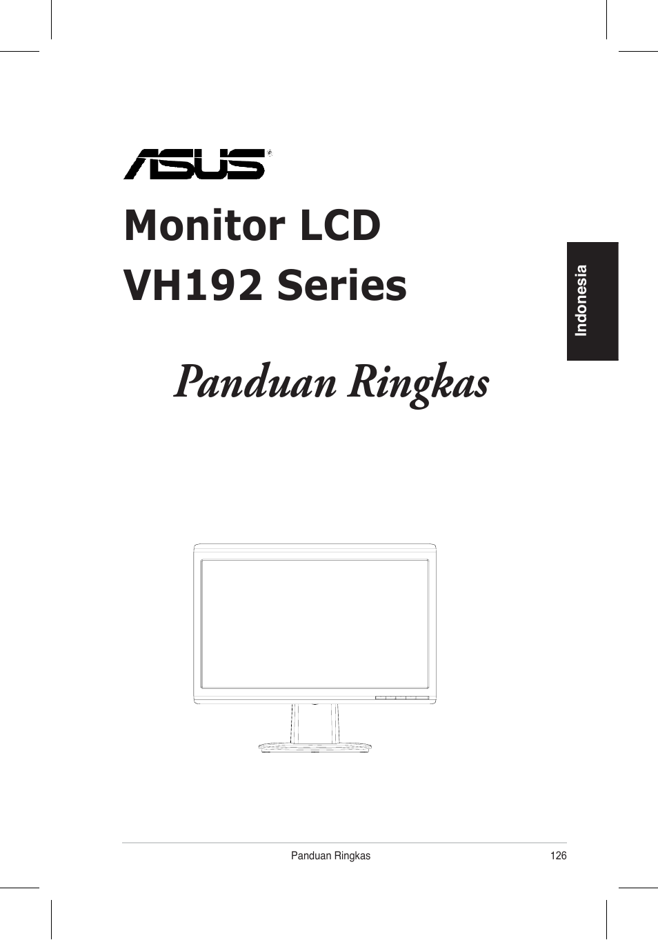 Panduan ringkas, Monitor lcd vh192 series | Asus VH192 User Manual | Page 128 / 157