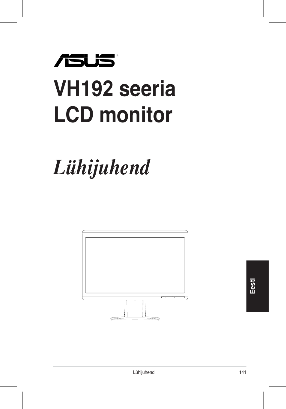 Vh192 seeria lcd monitor lühijuhend | Asus VH192 User Manual | Page 143 / 157