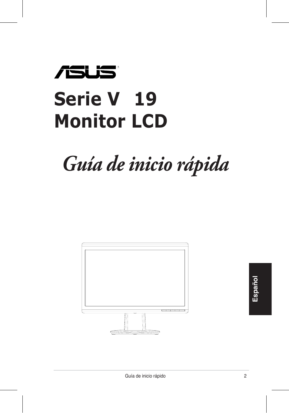 Guía de inicio rápida, Monitor lcd, Serie vh192 | Asus VH192 User Manual | Page 23 / 157