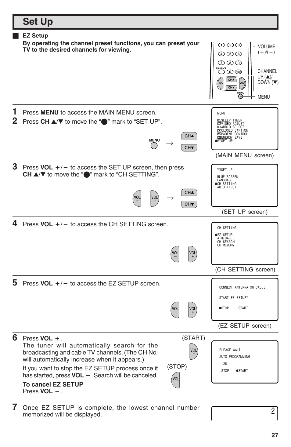 Set up | Sharp 32U-S50B User Manual | Page 27 / 48