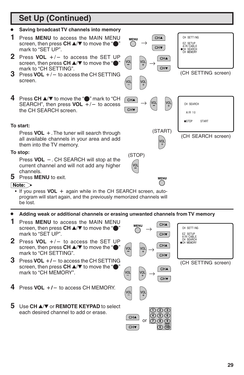 Set up (continued) | Sharp 32U-S50B User Manual | Page 29 / 48
