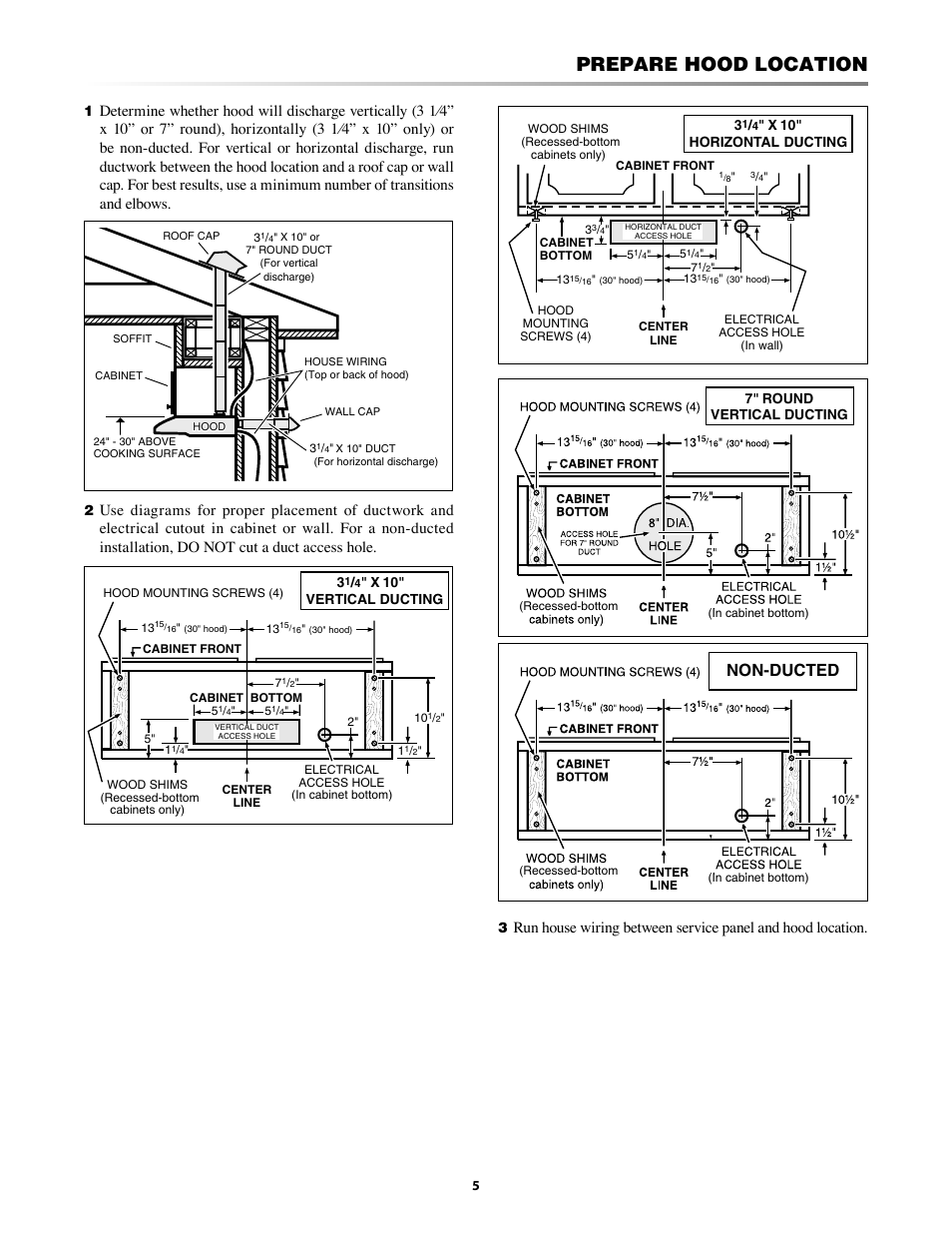 К"" к" /" к, Prepare hood location, Non-ducted | Sharp INSIGHTRANGEHOOD KB-0333K User Manual | Page 5 / 12