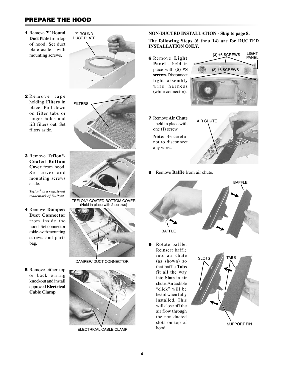 Prepare the hood | Sharp INSIGHTRANGEHOOD KB-0333K User Manual | Page 6 / 12