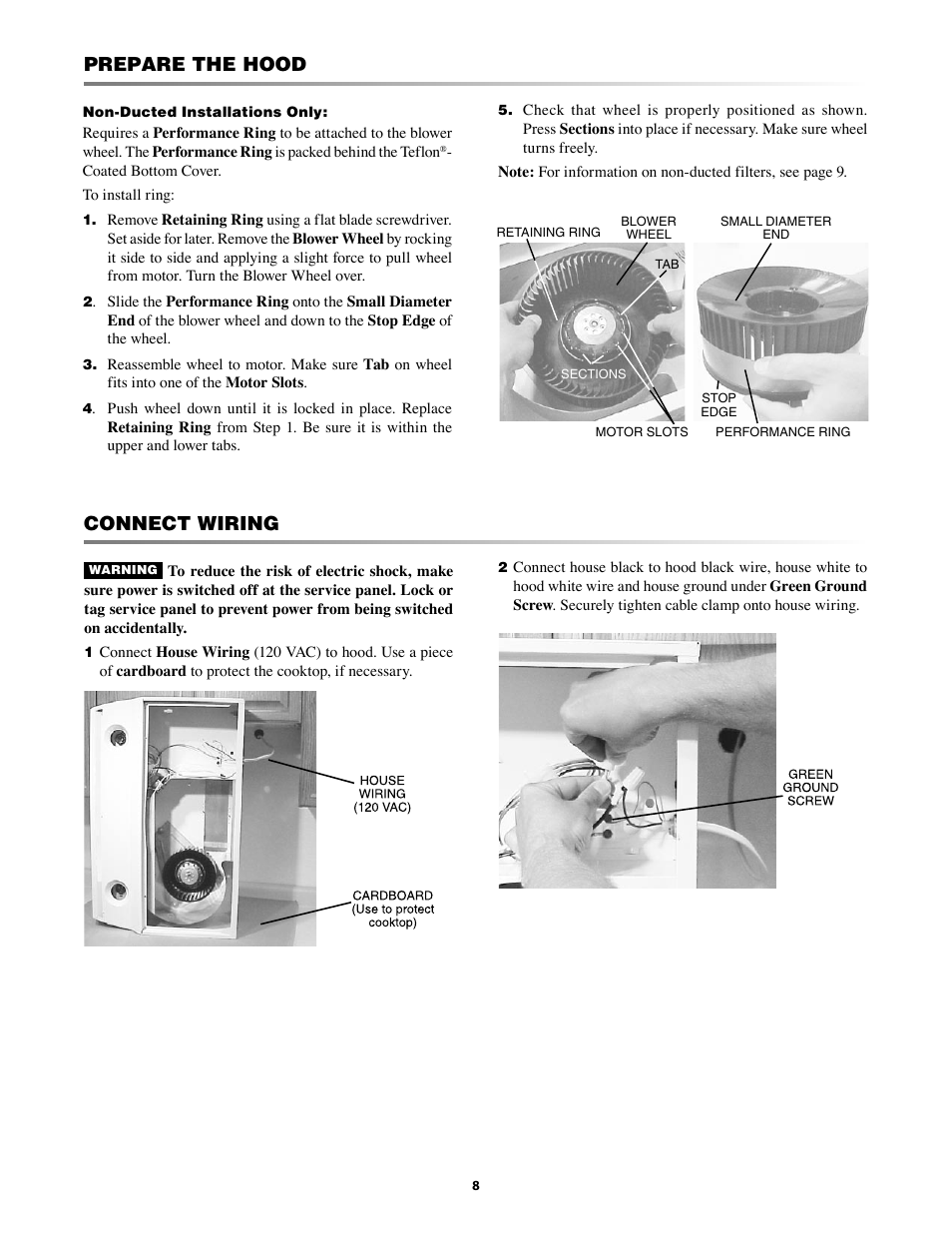 К7, к, К"" к, 1 / к/ ,-к | Connect wiring, Prepare the hood | Sharp INSIGHTRANGEHOOD KB-0333K User Manual | Page 8 / 12