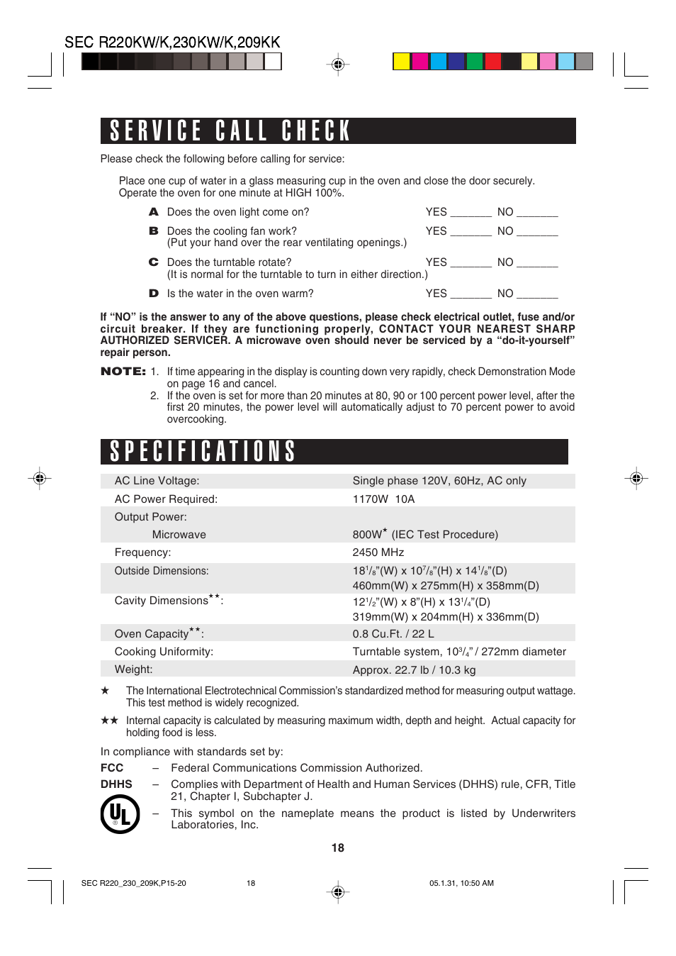 Sharp R-220K User Manual | Page 20 / 24