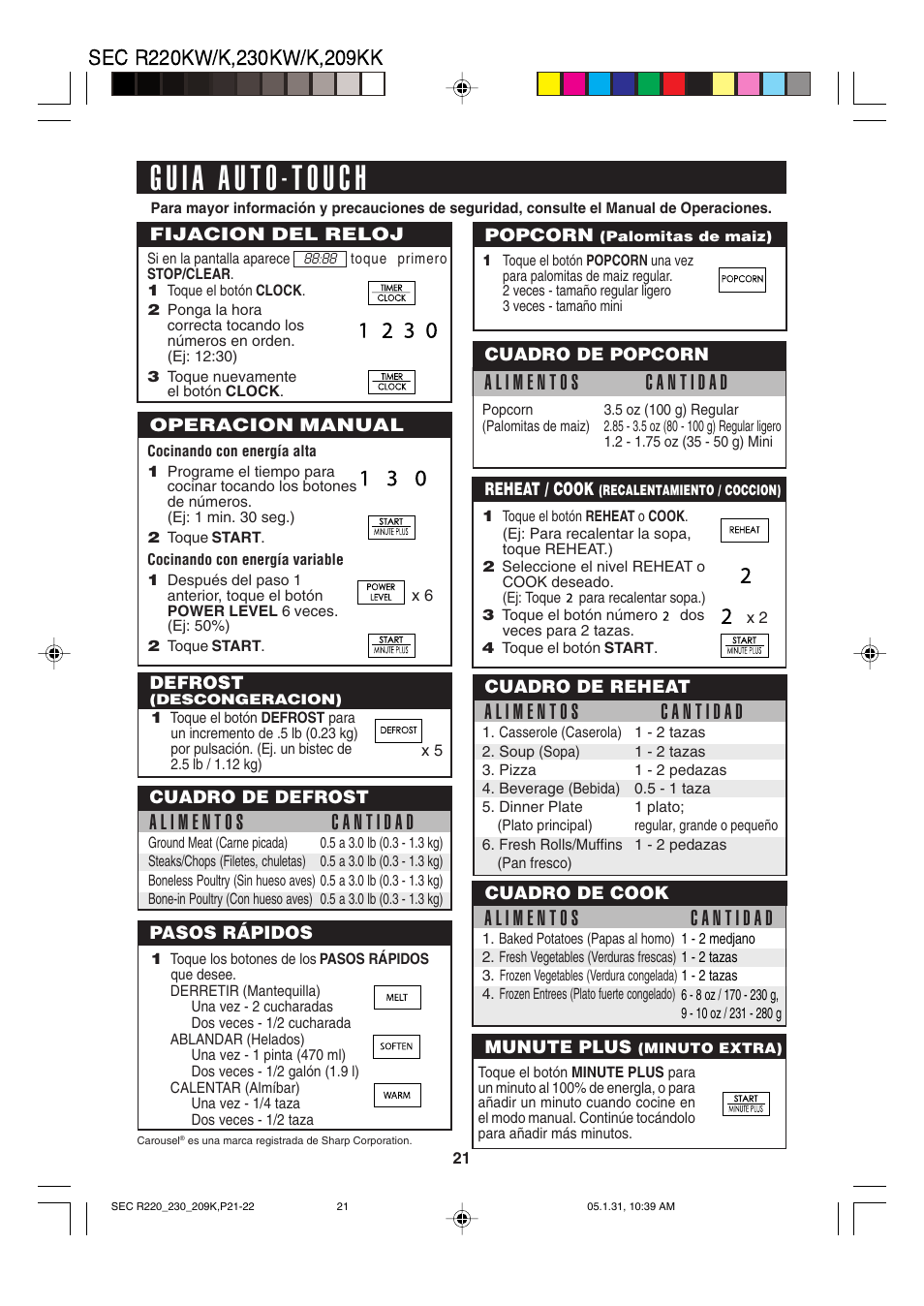 Sharp R-220K User Manual | Page 23 / 24